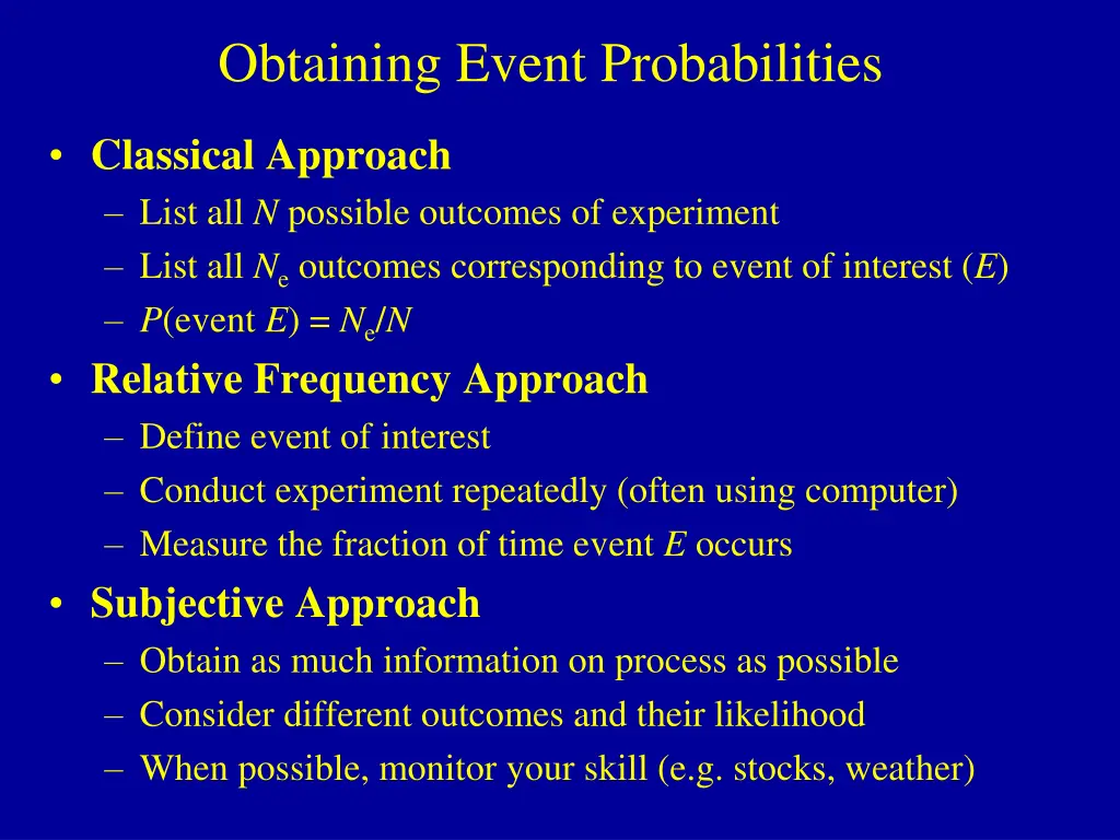 obtaining event probabilities