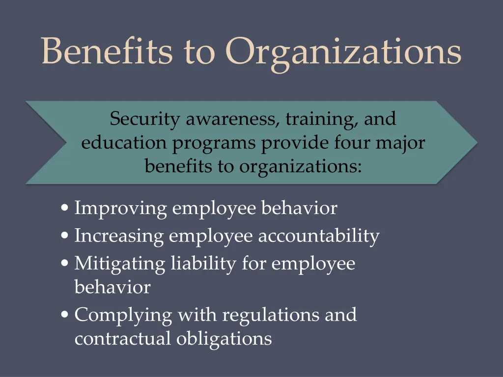 benefits to organizations