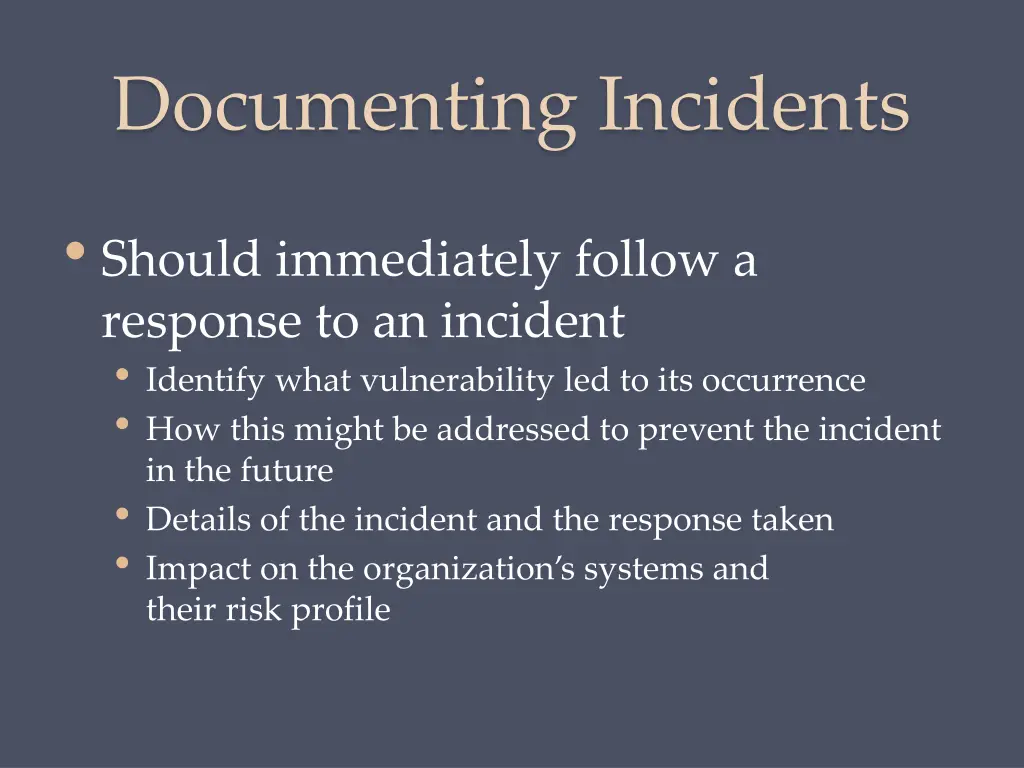 documenting incidents