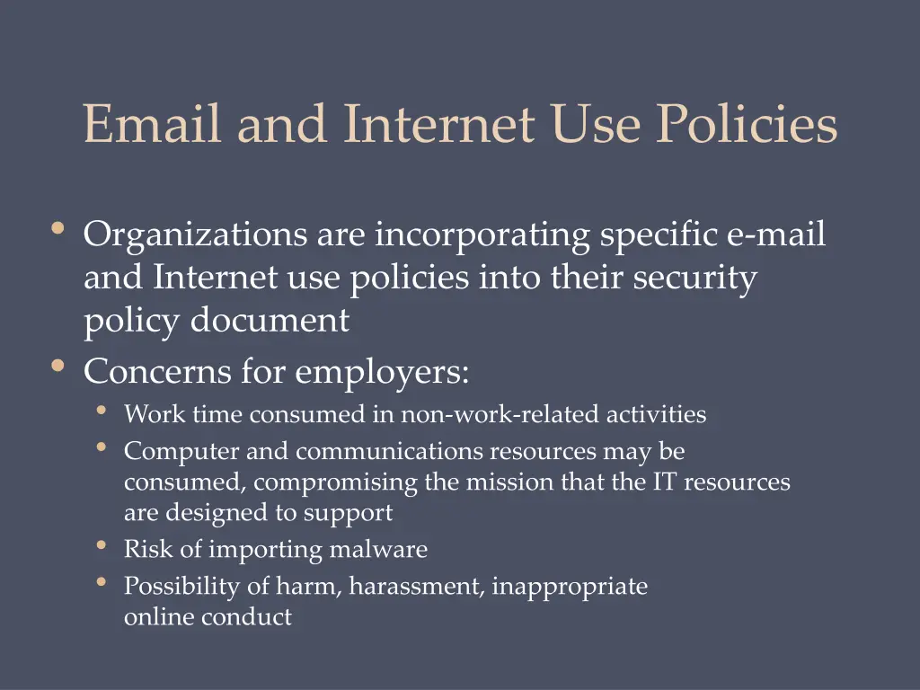 email and internet use policies