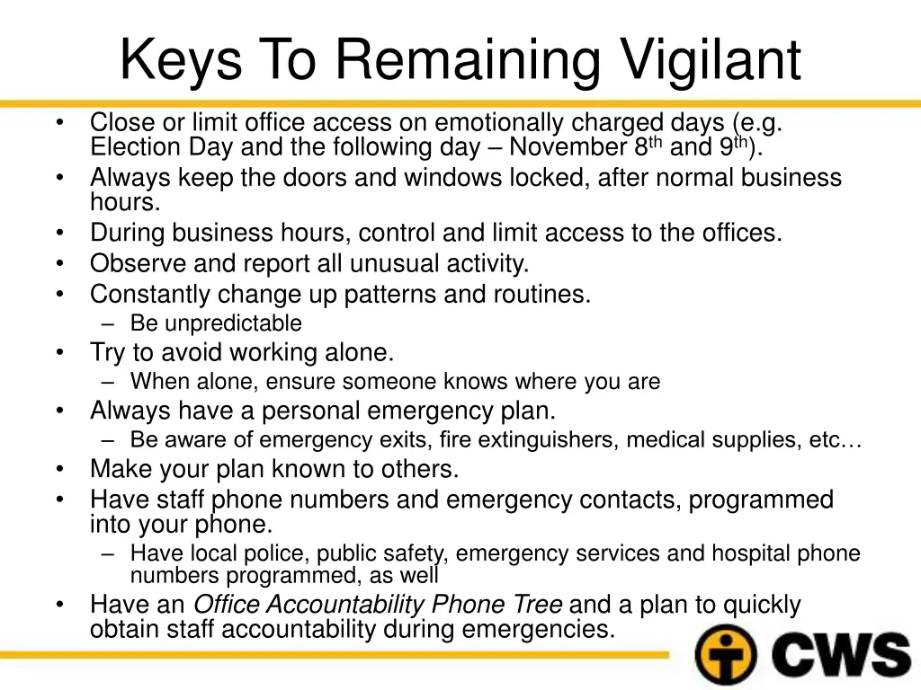 keys to remaining vigilant