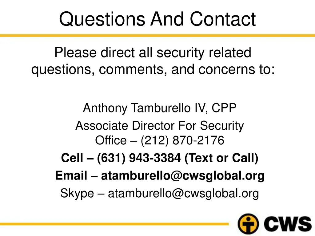 questions and contact