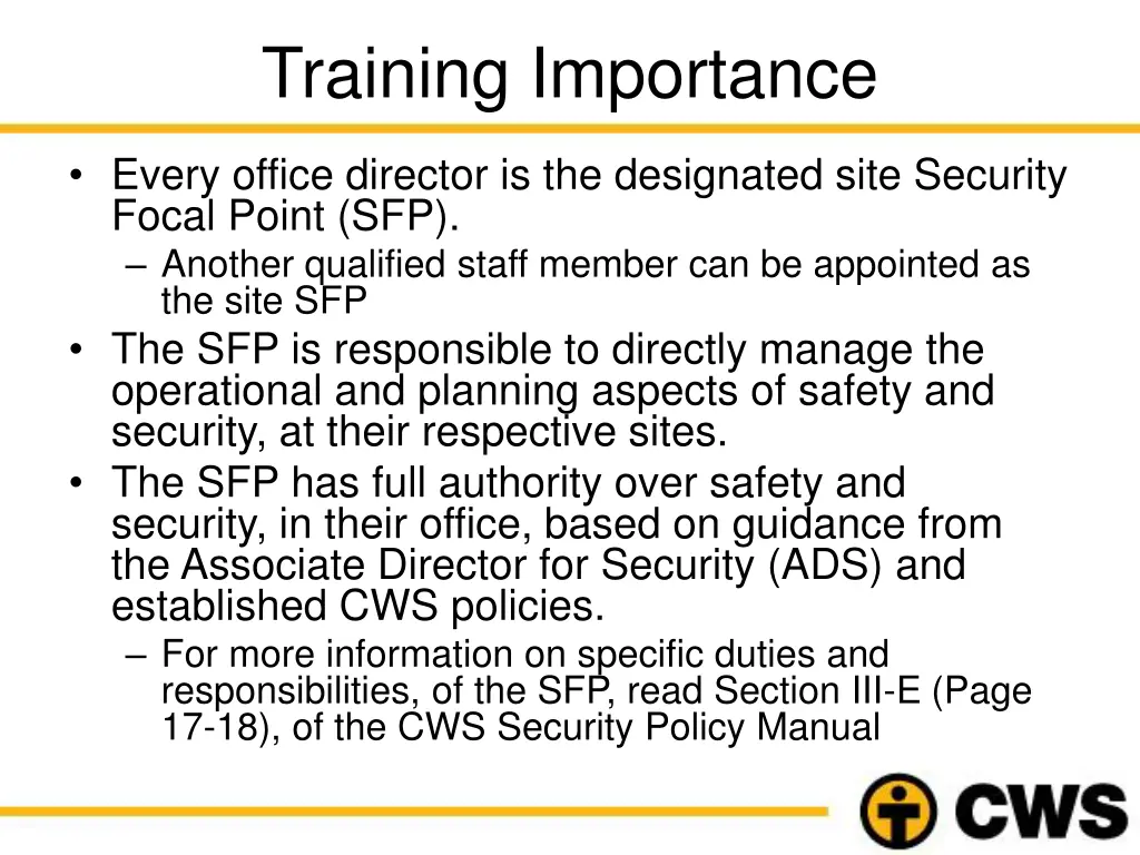 training importance
