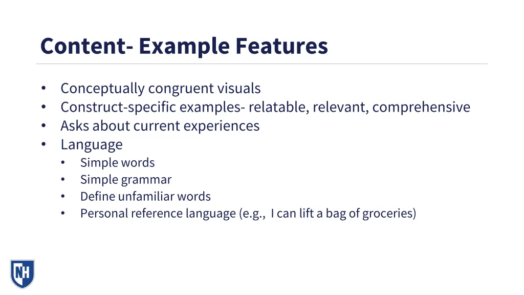 content example features
