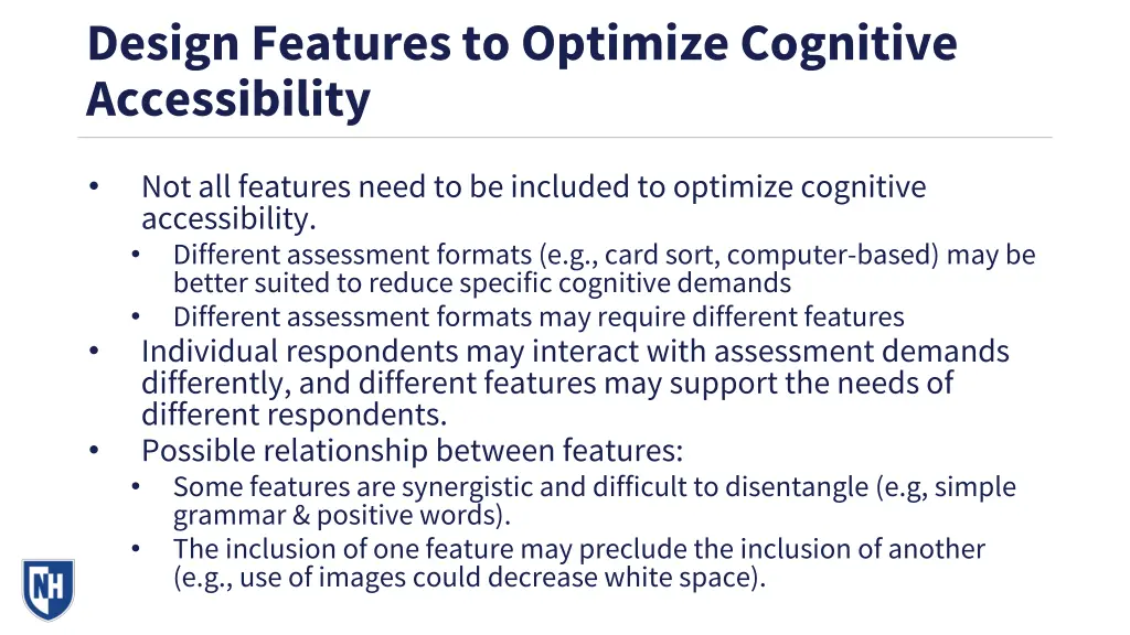 design features to optimize cognitive