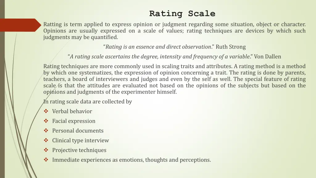rating scale