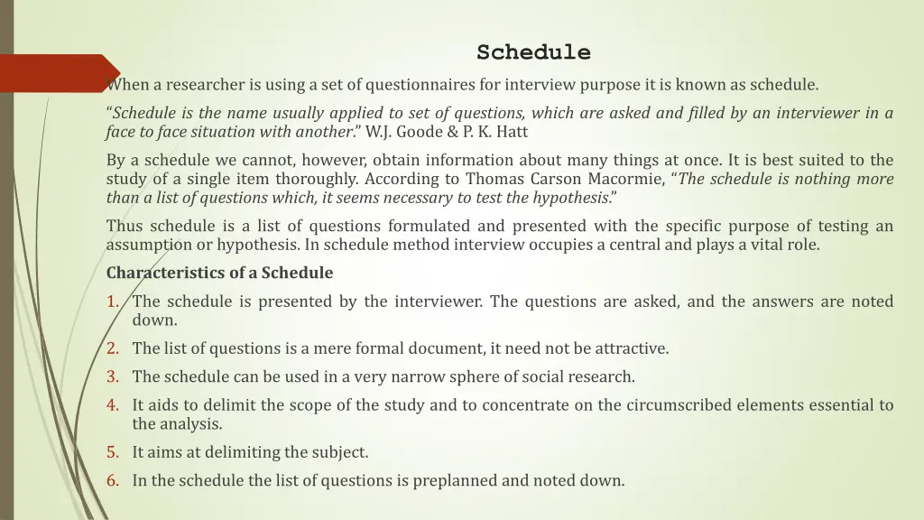 schedule