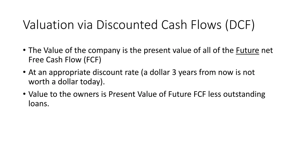 valuation via discounted cash flows dcf