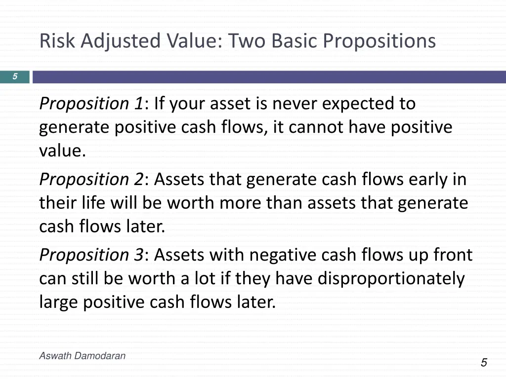 risk adjusted value two basic propositions
