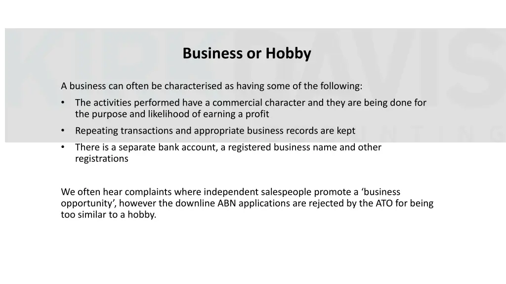 business or hobby