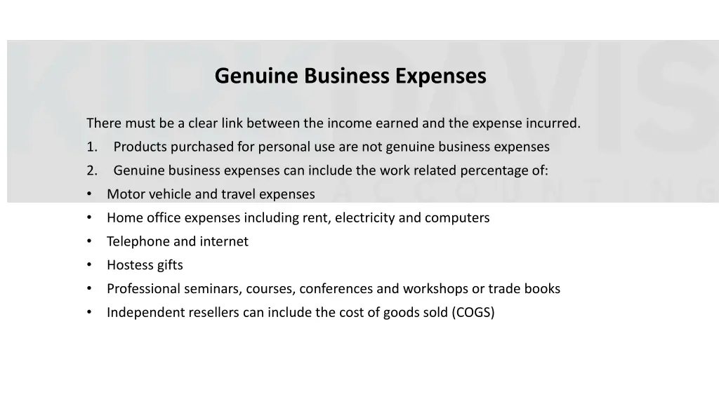 genuine business expenses