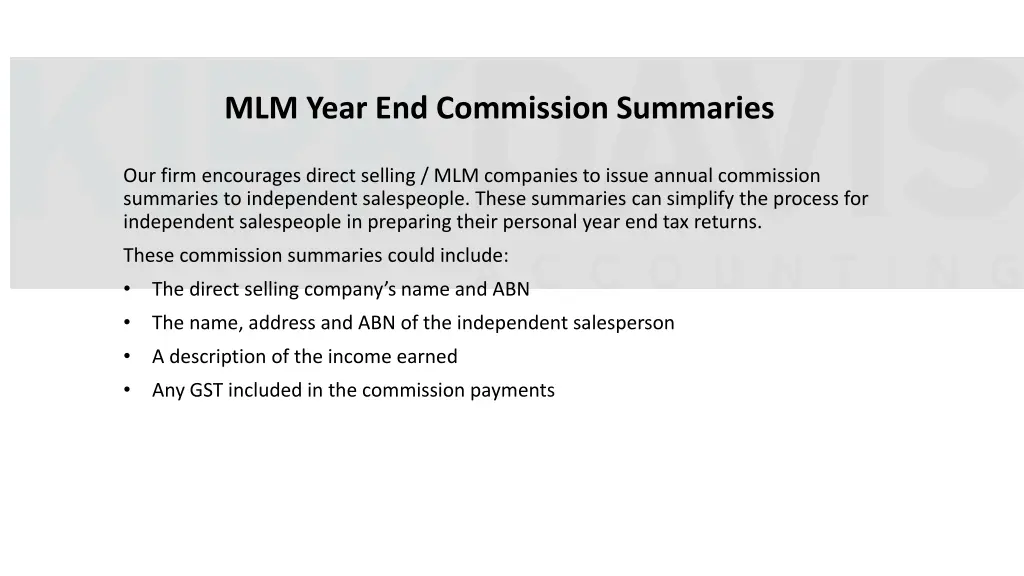 mlm year end commission summaries
