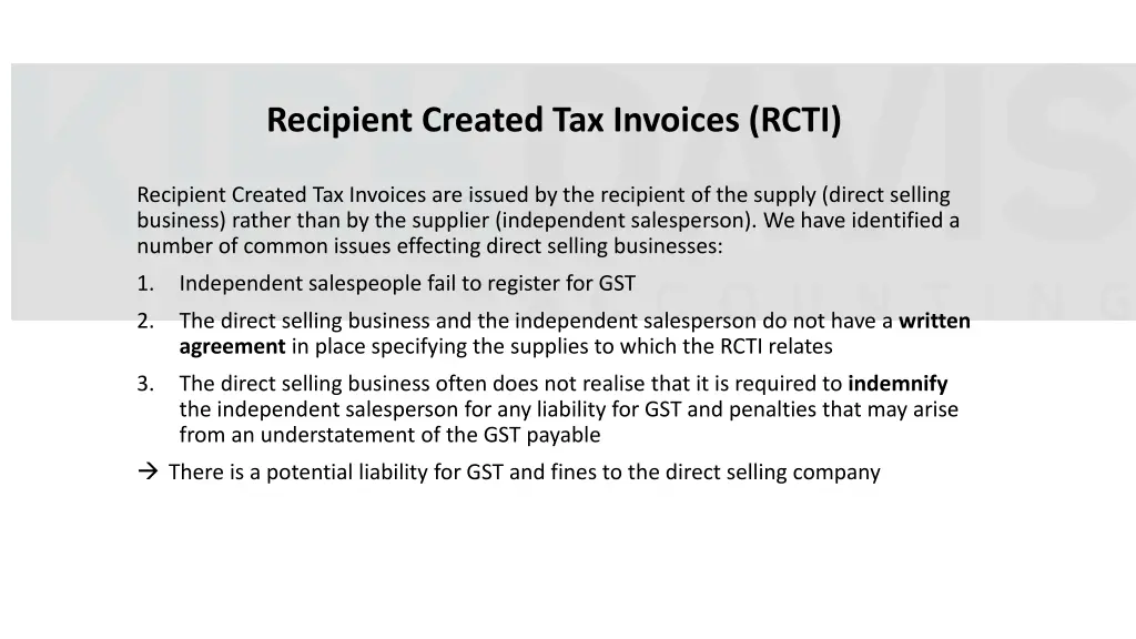 recipient created tax invoices rcti