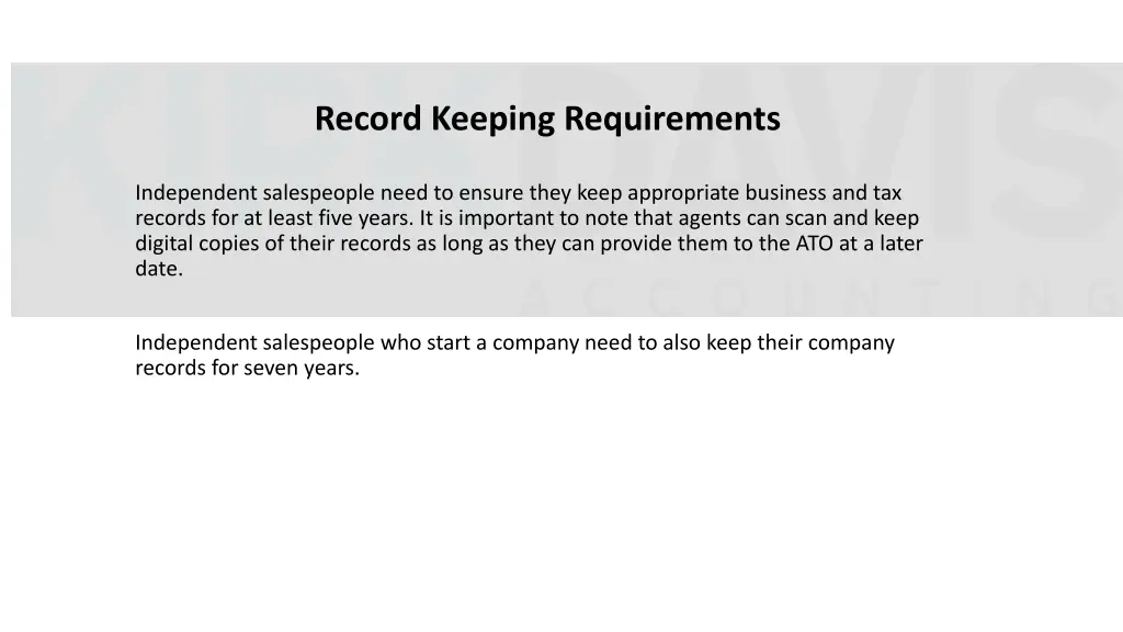record keeping requirements