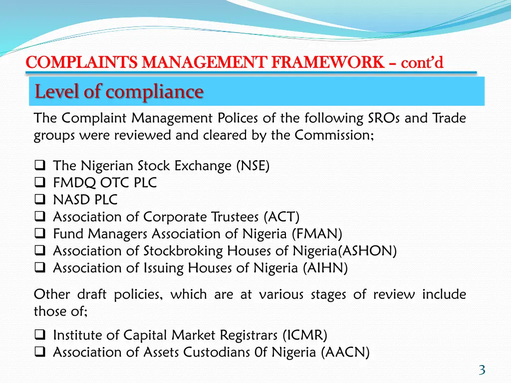 complaints management framework complaints