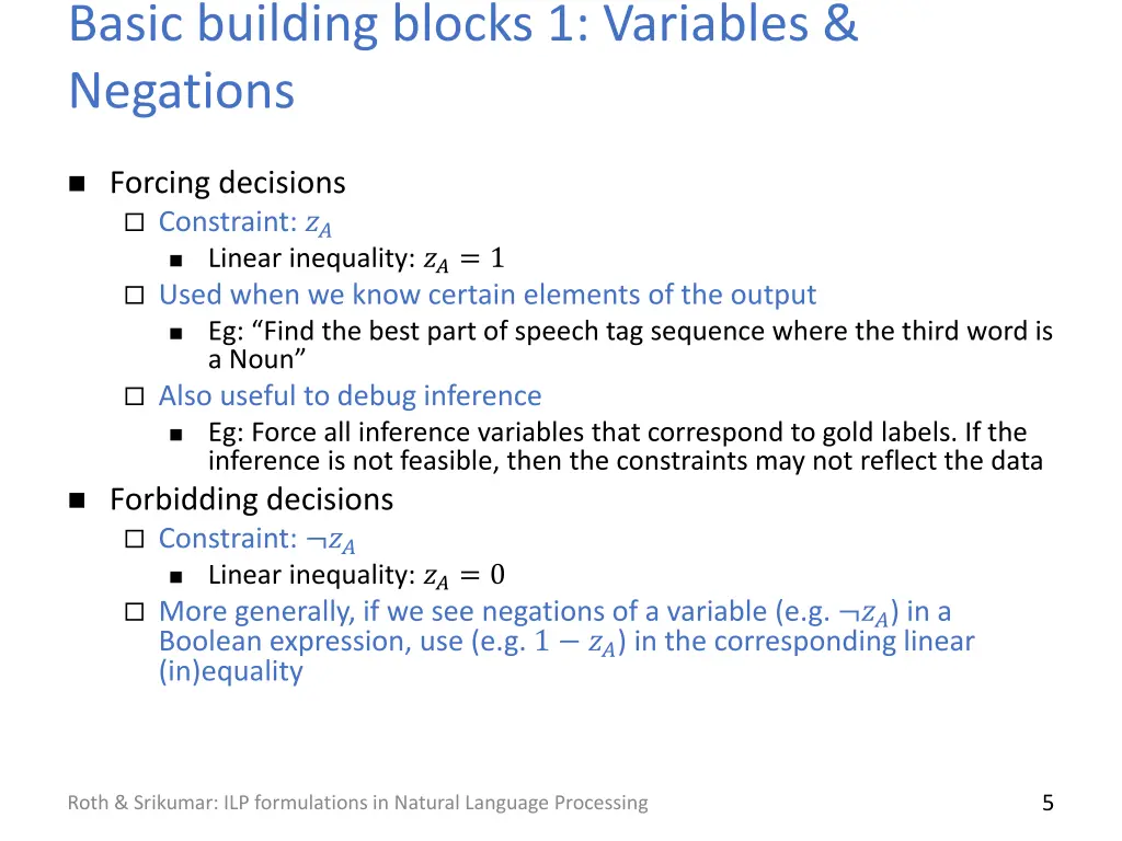 basic building blocks 1 variables negations