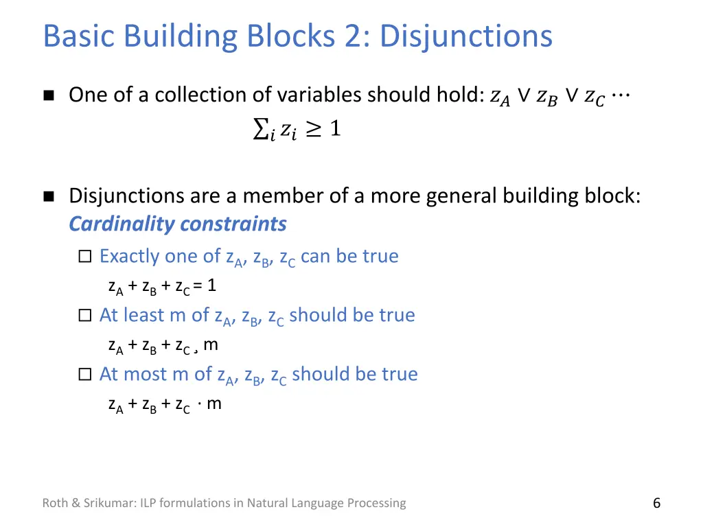 basic building blocks 2 disjunctions