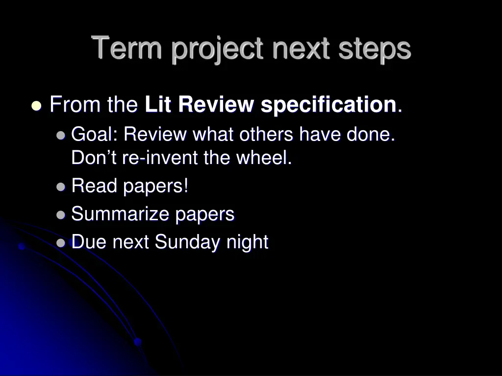 term project next steps