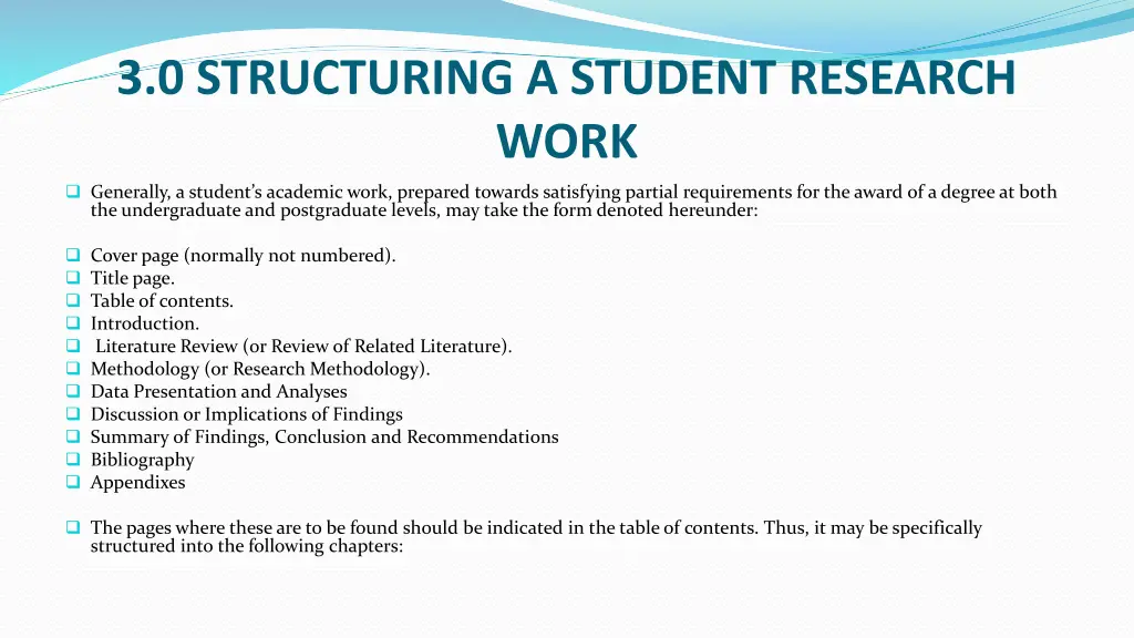 3 0 structuring a student research work