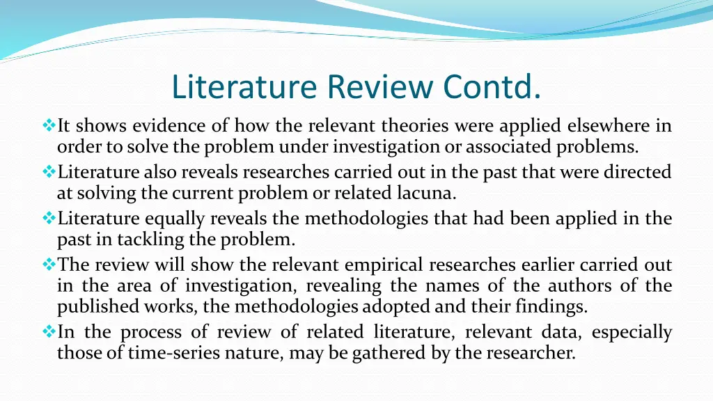 literature review contd it shows evidence