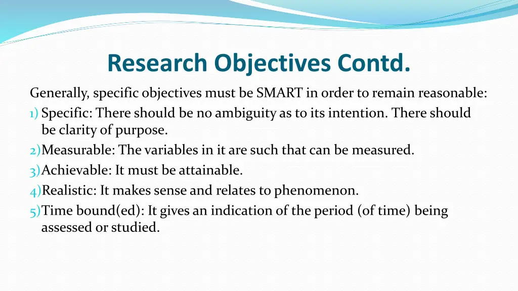 research objectives contd