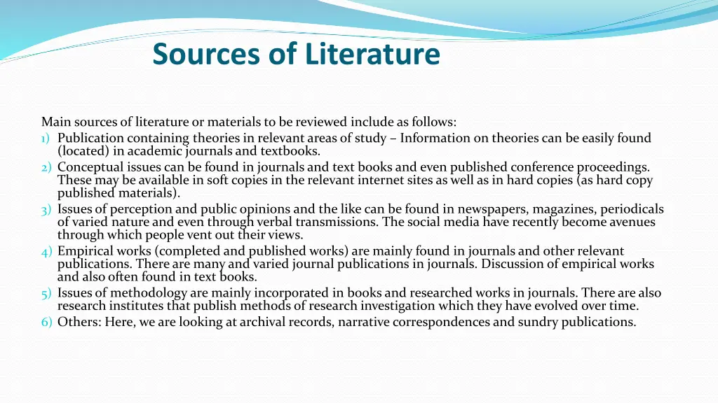 sources of literature