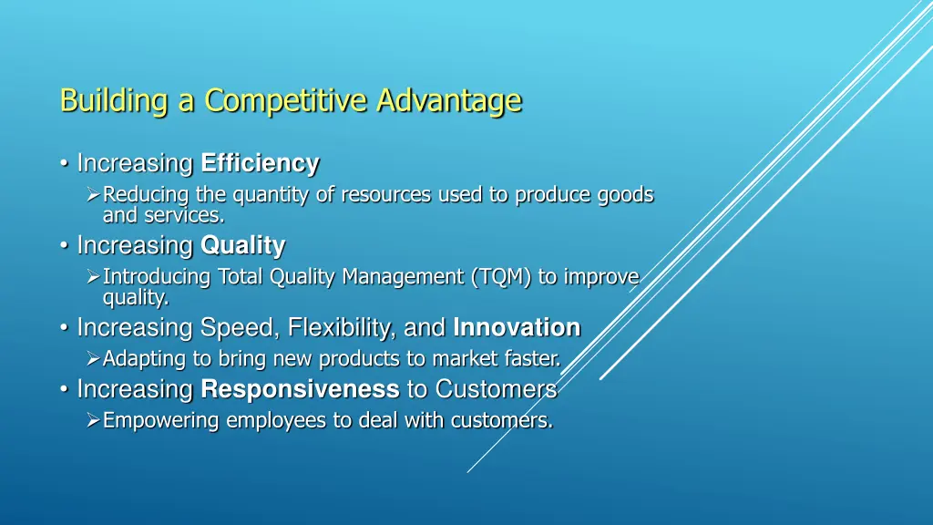 building a competitive advantage