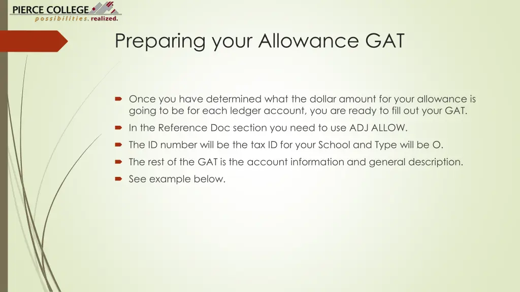 preparing your allowance gat