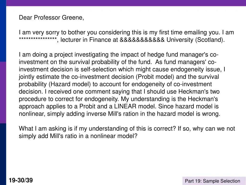 dear professor greene