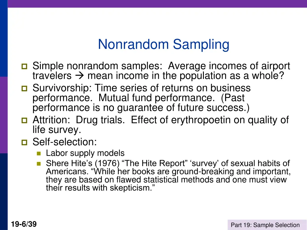 nonrandom sampling