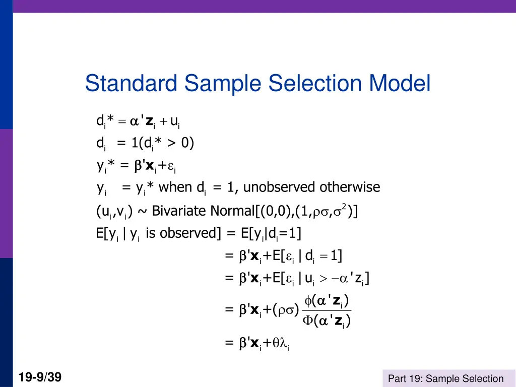 standard sample selection model