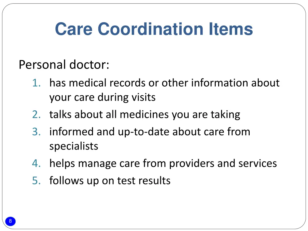 care coordination items