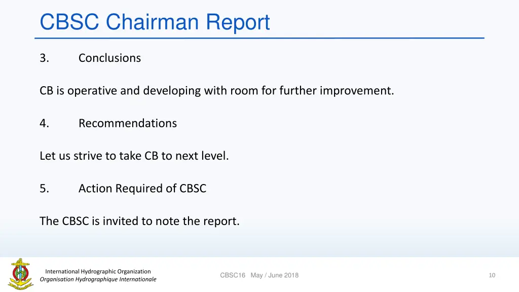 cbsc chairman report