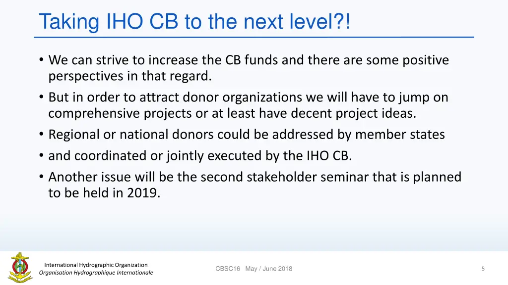 taking iho cb to the next level