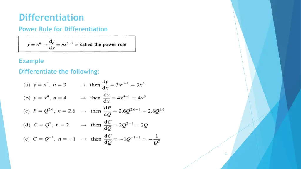 differentiation power rule for differentiation