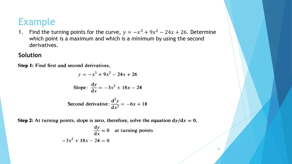 example 1 find the turning points for the curve