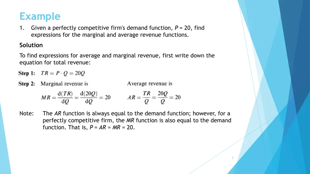 example 1 given a perfectly competitive firm