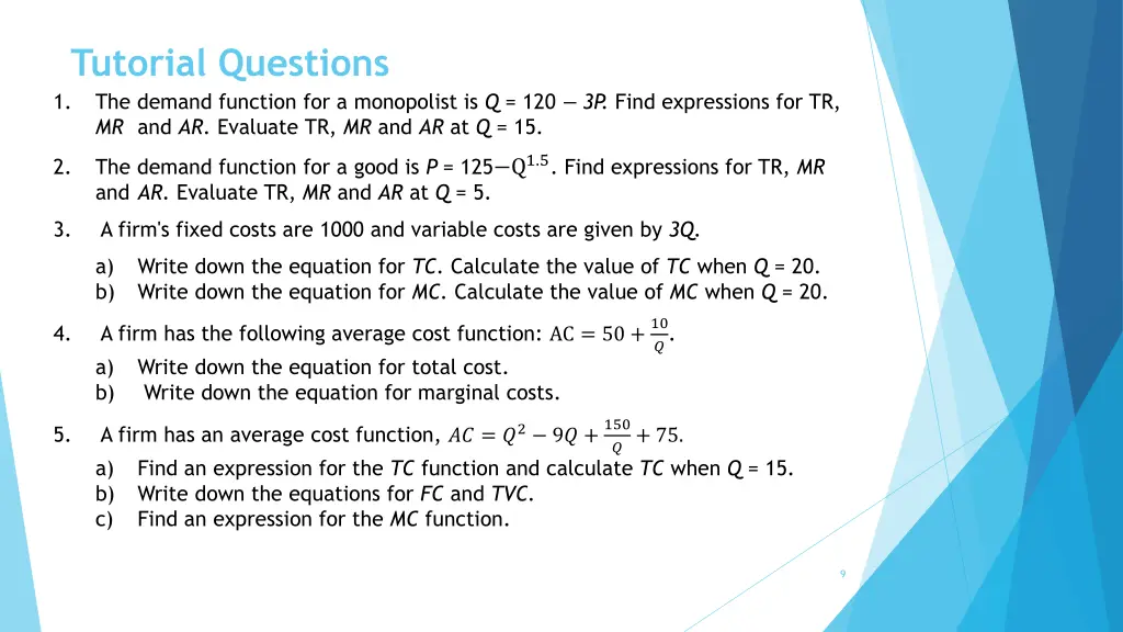 tutorial questions 1 the demand function