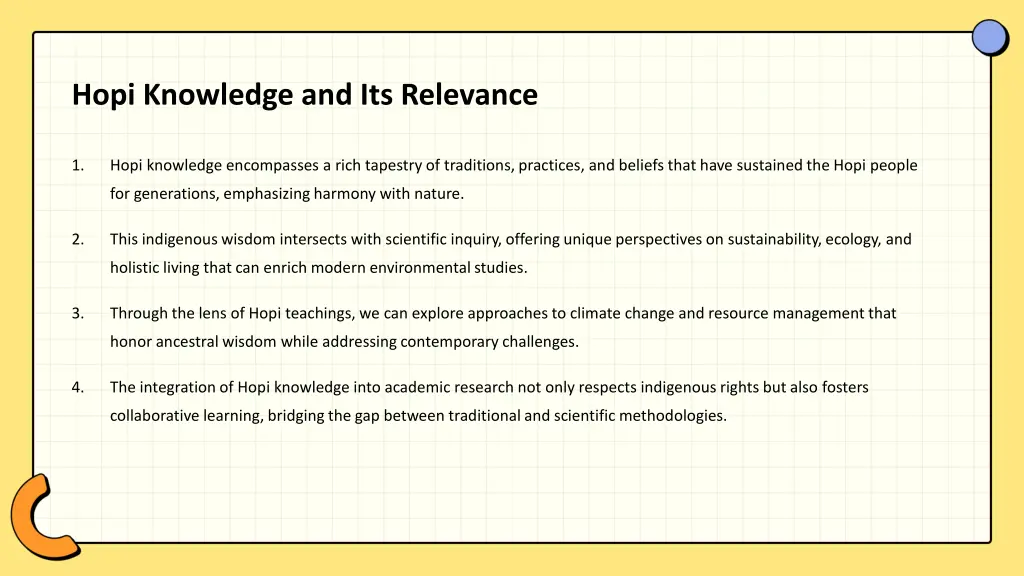 hopi knowledge and its relevance
