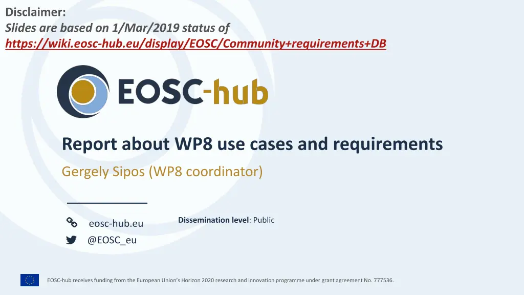 disclaimer slides are based on 1 mar 2019 status