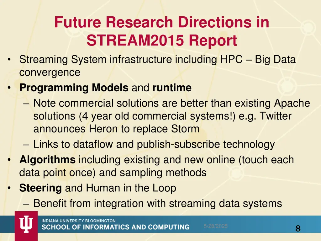 future research directions in stream2015 report