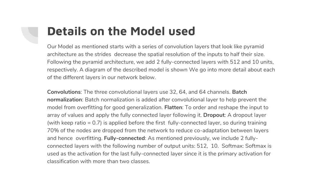 de details on the model used