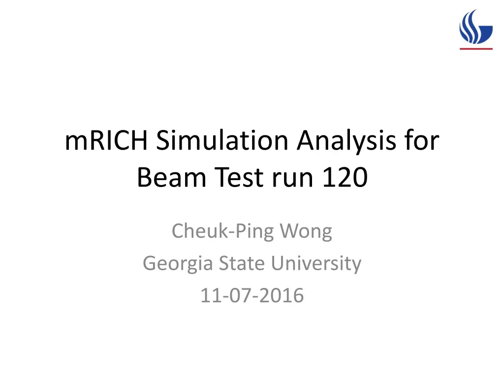 mrich simulation analysis for beam test run 120
