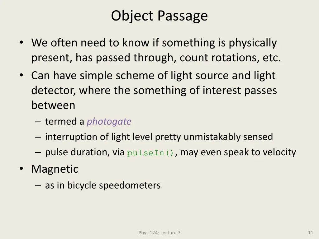 object passage
