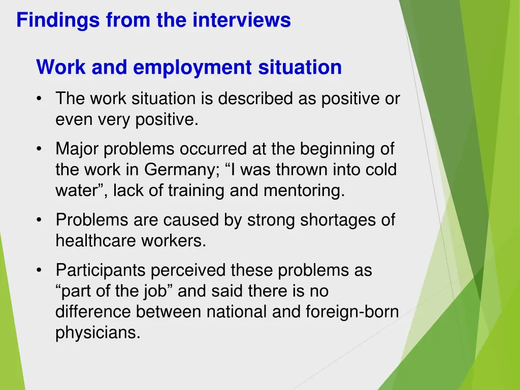 findings from the interviews