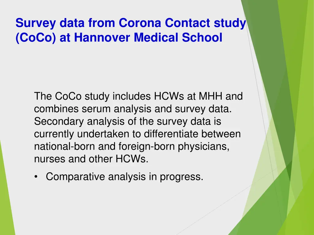 survey data from corona contact study coco
