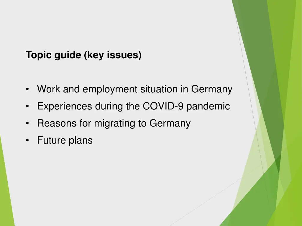 topic guide key issues
