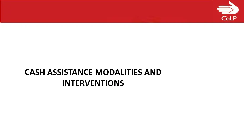 cash assistance modalities and interventions