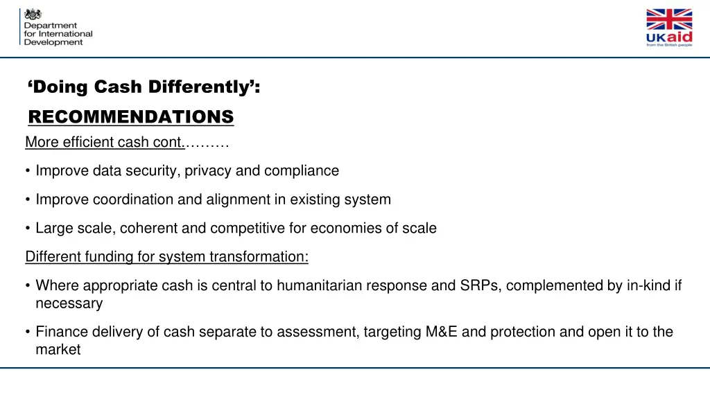 doing cash differently recommendations more