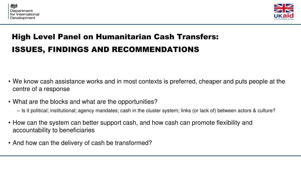 high level panel on humanitarian cash transfers